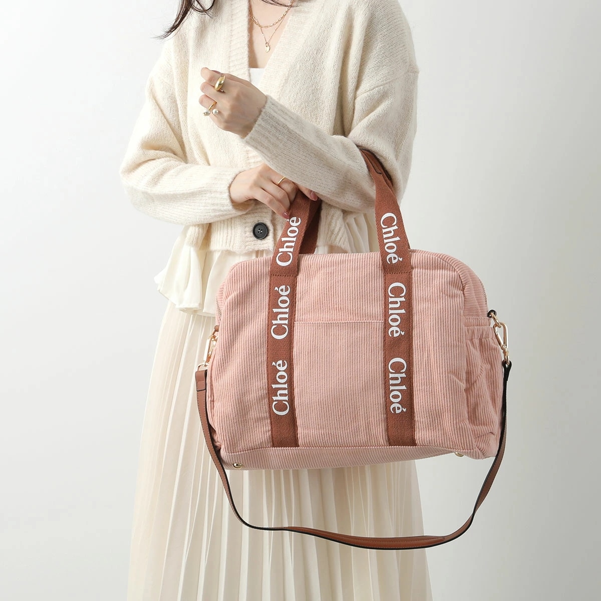 Chloe KIDS クロエ キッズ マザーズバッグ SAC A LANGER C20347 レディース ボストンバッグ ショルダーバッグ ロゴ 鞄 454/PALEPINK