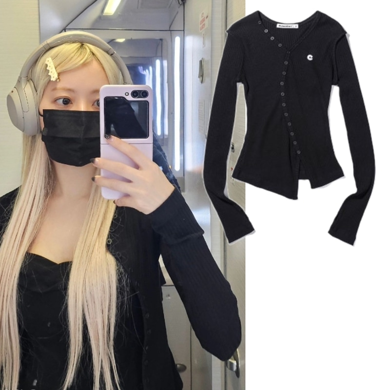 【LESSERAFIM SAKURA 着用 】EXTRAORDINARY WOMEN BUTTON UP LONG SLEEVE BLACK