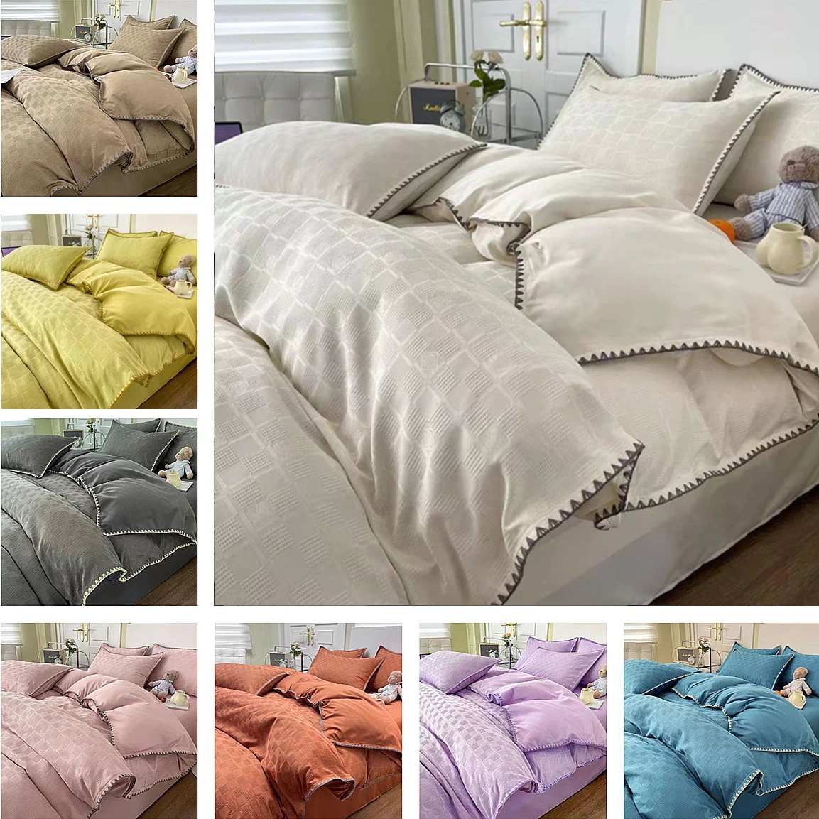 韓国ファッション /布団カバー セット 寝具カバーセット ワッフル柄 掛布団カバー あったか布団カバー 掛け布団カバー シングル あったか 防臭 洗える 防ダニ