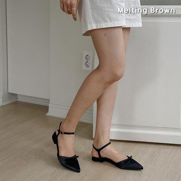 女性スリングバックサンダル 夏 サテンシューズ K40
