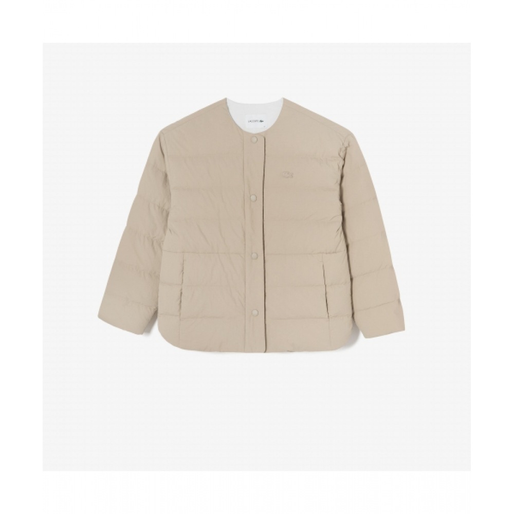 LACOSTE レディースラウンドネックライトウェイトダウン [ベージュ]