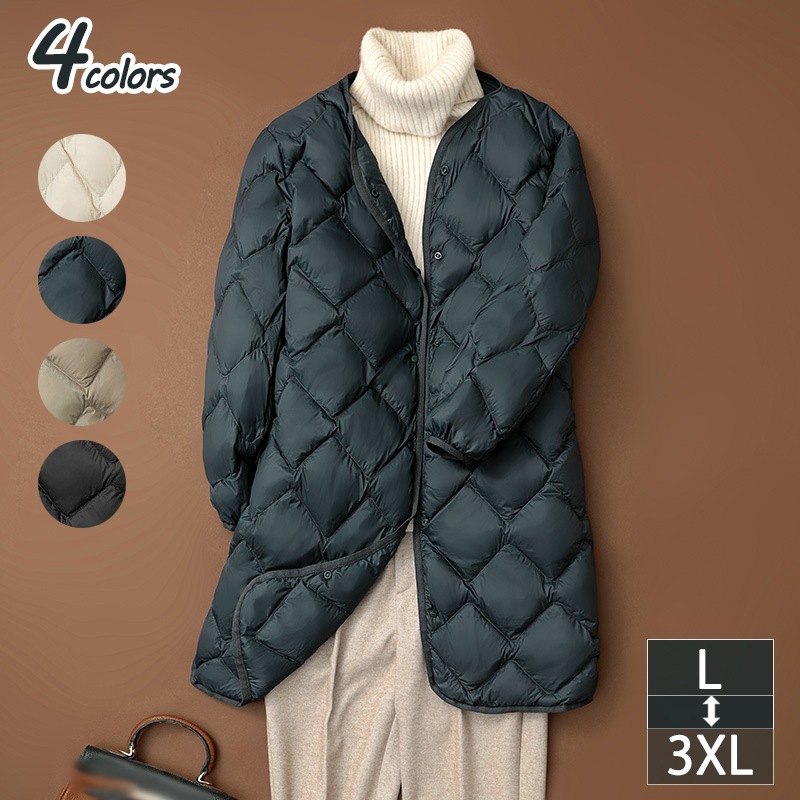 ダウンコート ダウンジャケット キルティングアウター 上着 ミドル丈 ライトダウン レディース 50代 40代 30代 20代 秋冬 大きいサイズ 上品 防寒 大人可愛い 暖かい 通勤 きれいめ 細身