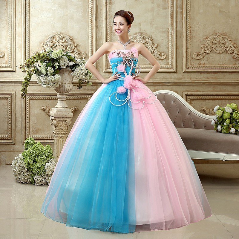 ウェディングドレス カラードレス 演奏会 ベアトップ 安い パーティードレス 披露宴 二次会 ロング