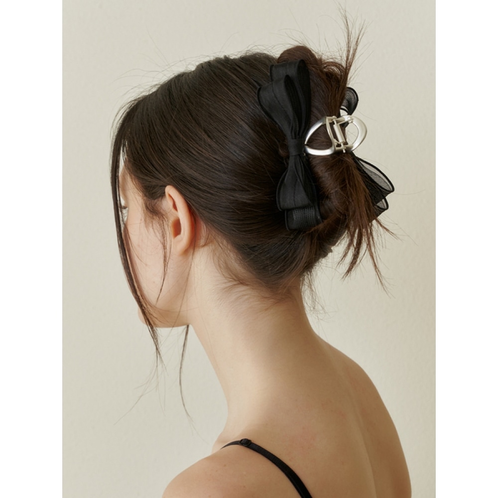 KINDABABY ロマンティック ダブルリボン シルバー クロー - ブラック