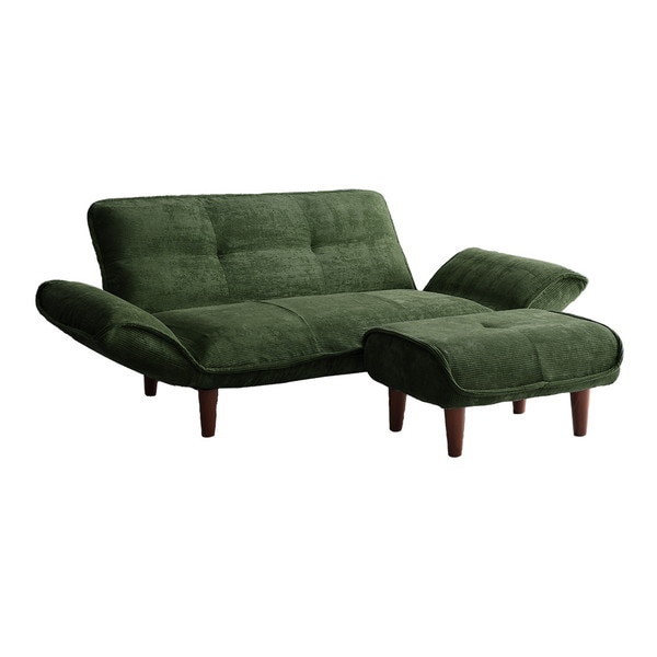 ホームテイスト SH-07-CDS-S 肌触りが良いコーデュロイソファ 2人掛け オットマンセット Qooliss-クーリス- グリーン メーカー直送