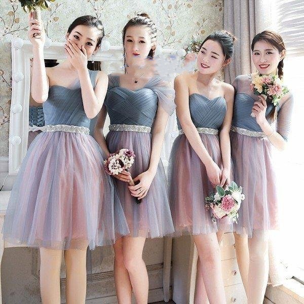 ドレスレディース 4タイプ結婚式 発表会二次会 ピアノェミニン膝丈肩出しナイトドレス