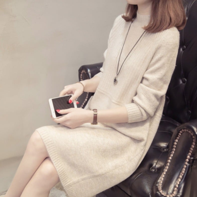 ワンピース デート ニットソー ミモレ ミモレ丈 袖あり 長袖 かわいい 大人可愛い きれいめ シンプル カジュアル 大人 上品 おしゃれ お洒落 かっこいい 大人女子 こなれ感 個性的 クール