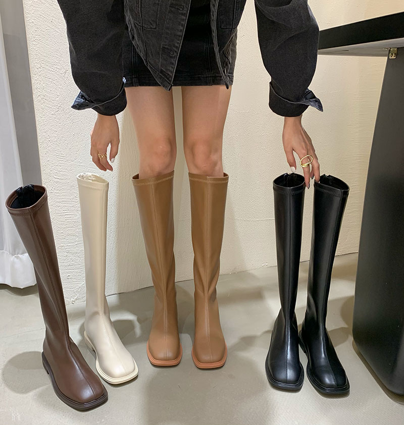 ロングブーツ ブーツ ロング ブーツ ウエスタン スクエアトゥ レディースブーツ シューズ 美脚ブーツ レディース 大人 ママコーデ 通学 通勤 ４カラー D435