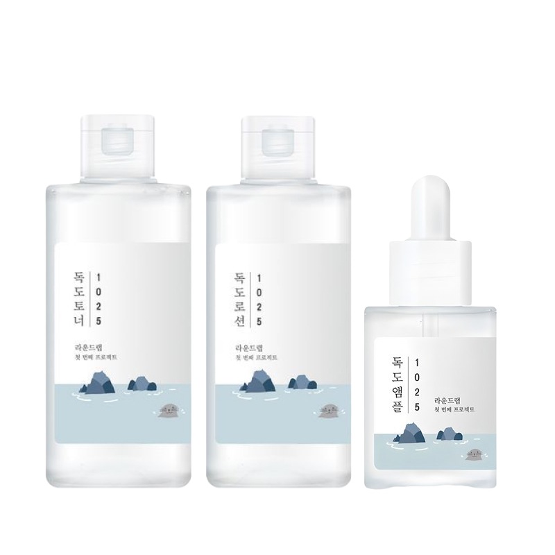 1025 独島 人気 3点 セット(トナー200ml+ローション200ml+アンプル45g), 1セット/ 韓国人気 敏感肌 保湿 鎮静 化粧水 乳液 美容液 セット