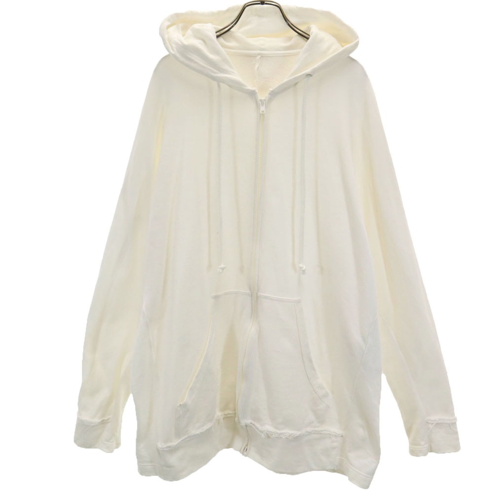 グラウンドワイ 日本製 ドルマンスリーブ 長袖 スウェット ジップパーカー 3 白 Ground Y ヨウジヤマモト メンズ