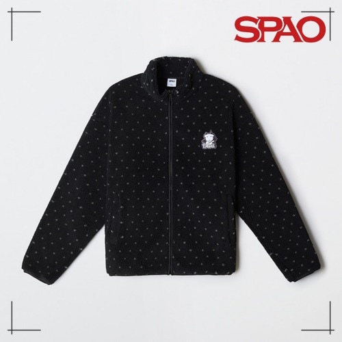 SPAO公式 カナディ フリース 暖かい (BLACK)