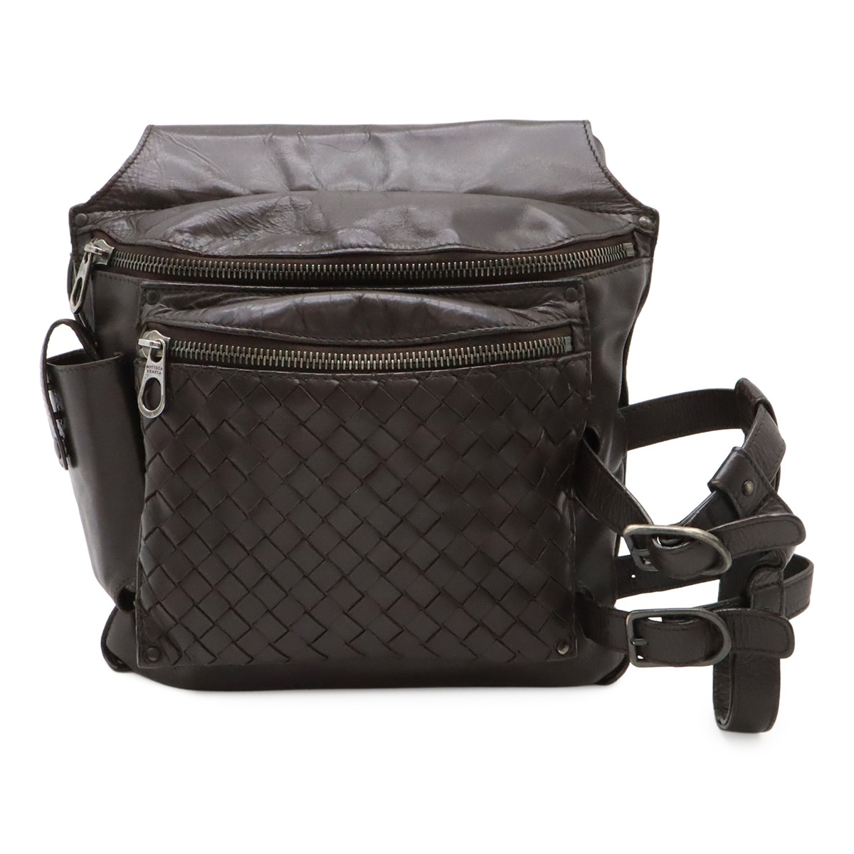 ボッテガベネタ イントレチャート ウエストバッグ ボディバッグ レザー ダークブラウン 茶 12160