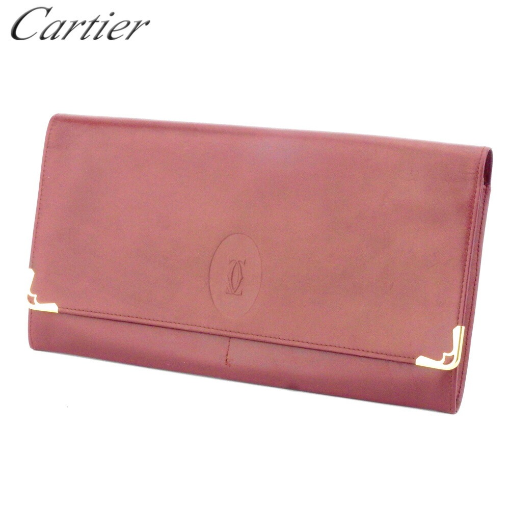 クラッチバッグ セカンドバッグ マストライン ボルドー ゴールド 中古