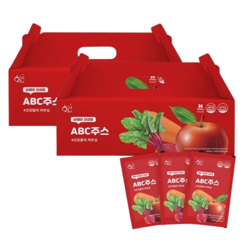 ABCジュース 100ml 30包 2箱 野菜果汁ジュース りんご ビーツ にんじん ミックスジュース パウチ飲料 韓国ジュース 個包装 健康ドリンク