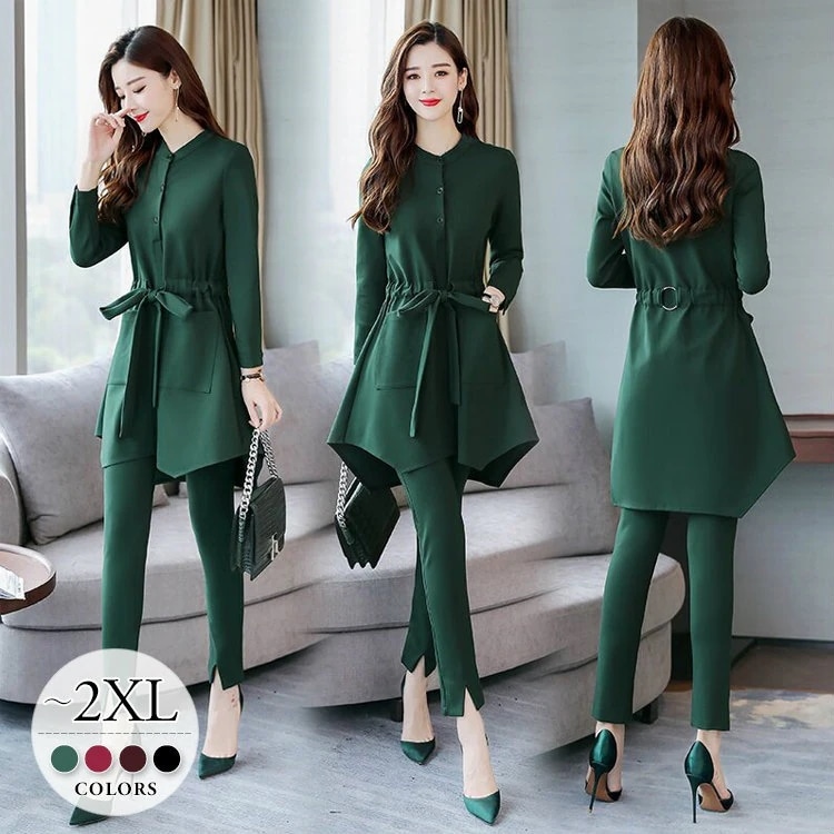 パンツスーツ スーツセット レディース ママスーツ 卒園式 卒業式 入園式 入学式 大きいサイズ お呼ばれ 披露宴 結婚式 パーティー 同窓会 30代 40代 50代 グリーン ブラック ブラウン