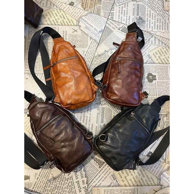 チェスト バッグ クロスボディ レザー 本革 アウトドア カジュアル バイク 自転車 観光 街歩き 斜め掛け メンズ 洗浄 植物 タンニン なめし 牛