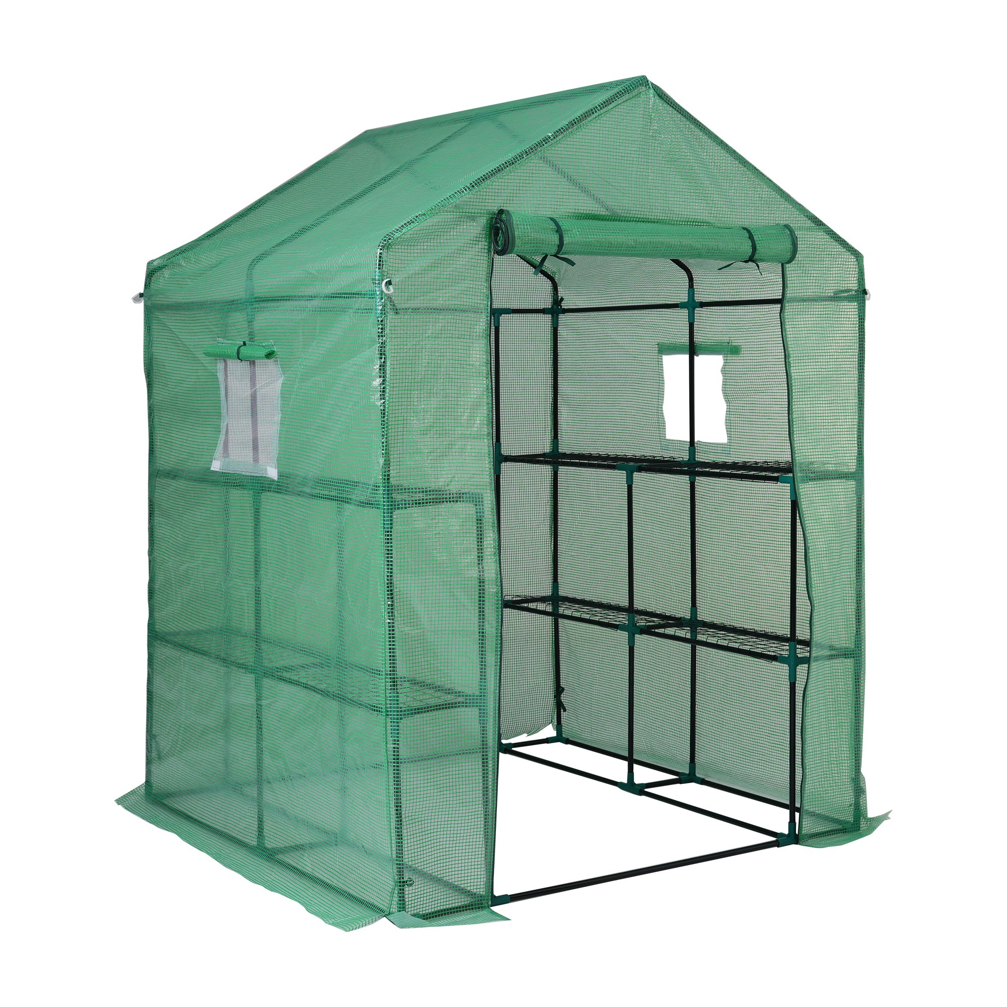 【国内倉庫出荷 送料無料】ビニール温室 大型 2枚カバー付き143*142*196CM 温室 左右2段 ベランダ 家庭用 ビニールハウス 家庭菜園 ガーデンハウス フラワーハウス ラック ビニール カ