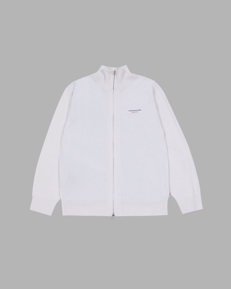 【THE MUSEUM VISITOR】 FLOWER PICTURE PRINTED KNIT ZIP UP : IVORY
