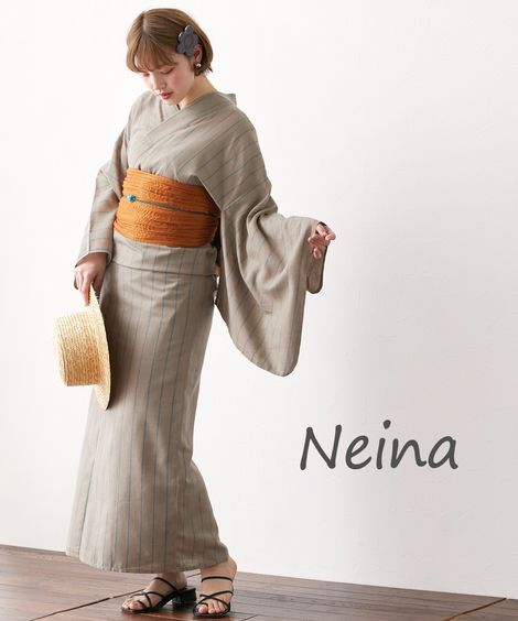 和服着物浴衣 浴衣 ストライプ柄ゆかたセット ゆかた＋へこ帯 Neina