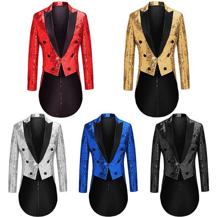 メンズキラキラジャケット タキシード スパンコール 舞台衣装 燕尾服 キラキラ 欧米風 テーラードジャケット カラオケ マジシャン コンサート パーティー コスプ30%までに制限