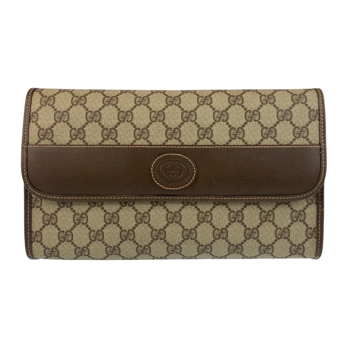 美品 ヴィンテージ ベージュ ブラウン ゴールド金具 GGスプリームキャンバス/レザー 004 261 0264 クラッチバッグ セカンドバッグ レディース 505045