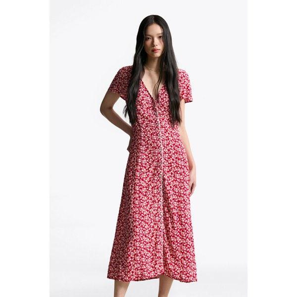 女性用フローラルボタンベルトワンピース T32F6WOP11TWT1 TOMMY JEANS