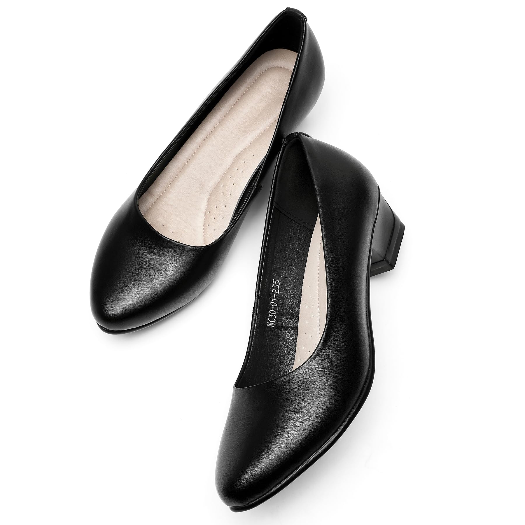 [フォクスセンス] パンプス レディース 本革 スクエアトゥ ヒール3.5cm 足囲3E 痛くない 柔らか 通勤 冠婚葬祭 就活 ビジネス リクルート 仕事 ブラック 23.0CM NC30-01