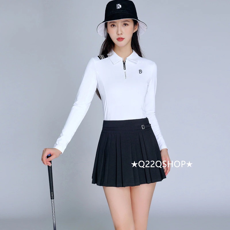 ゴルフウェア レディース スポーツウェア ゴルフスカート Tシャツ 長袖 スカート ポロシャツ 上下セット 大きいサイズ 黒 白 春夏 秋冬 速乾 韓国風 INS おしゃれ