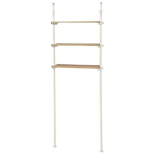 突っ張り 洗濯機ラック/ランドリー収納 ホワイト 幅70奥行24高さ187264cm 棚板3枚 スチール 組立式 脱衣所 洗面所