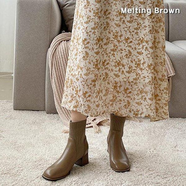 女性用ショートブーツ ニット スパン アンクルブーツ MT32