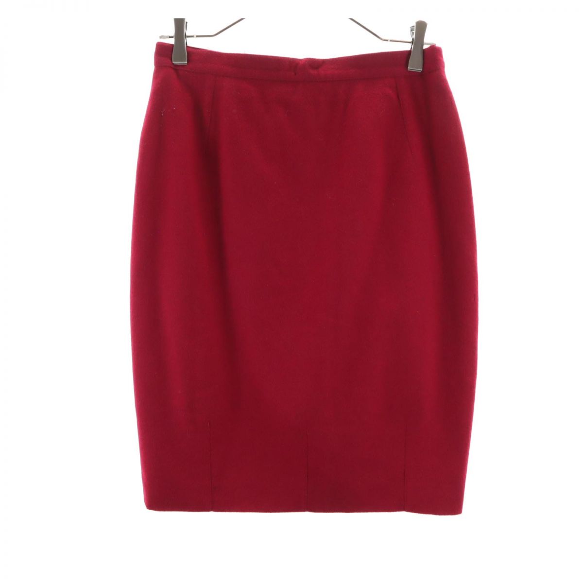 ウールブレンド ミディ丈 台形 スカート 38 赤 レディース