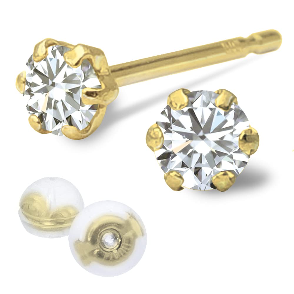 [華きらり] 天然 ダイヤモンド ピアス 計0.1ct (0.05ct×2) 六本爪