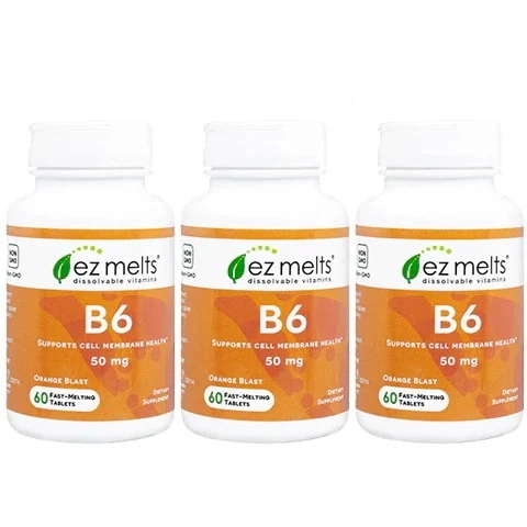 EzMelts ビタミンB6 50mg 60錠 3本 海外発送