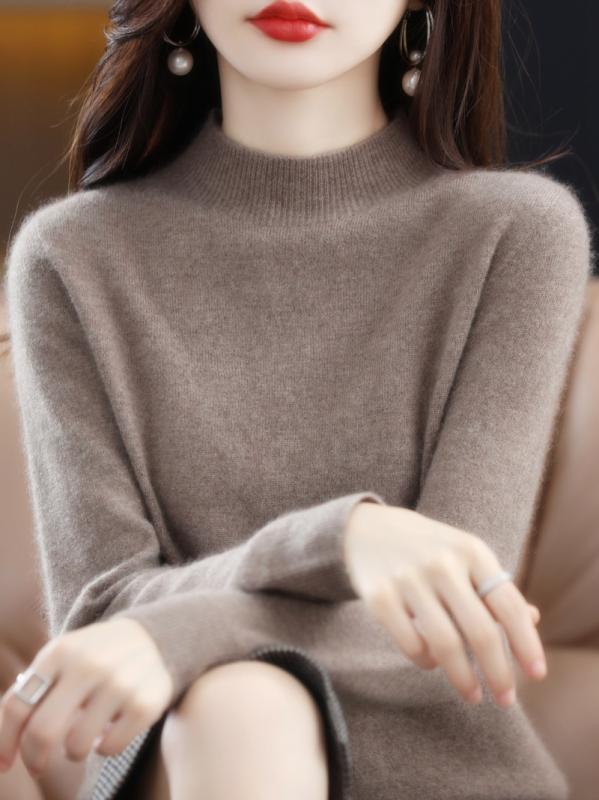 ファッション 服 オシャレ カワイイ シンプル 大カワイイ サイズ 婦服 ハーフ タートルネックセーター 厚手 レイヤリング セーター プルオーバー 快 ウール 秋