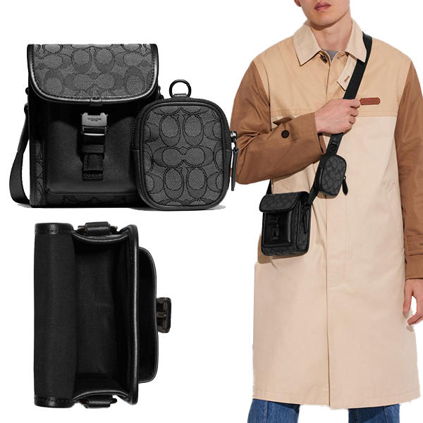 CC086 CHARTER NORTH/SOUTH CROSSBODY WITH HYBRID POUCH IN SIGNATURE JACQUARD