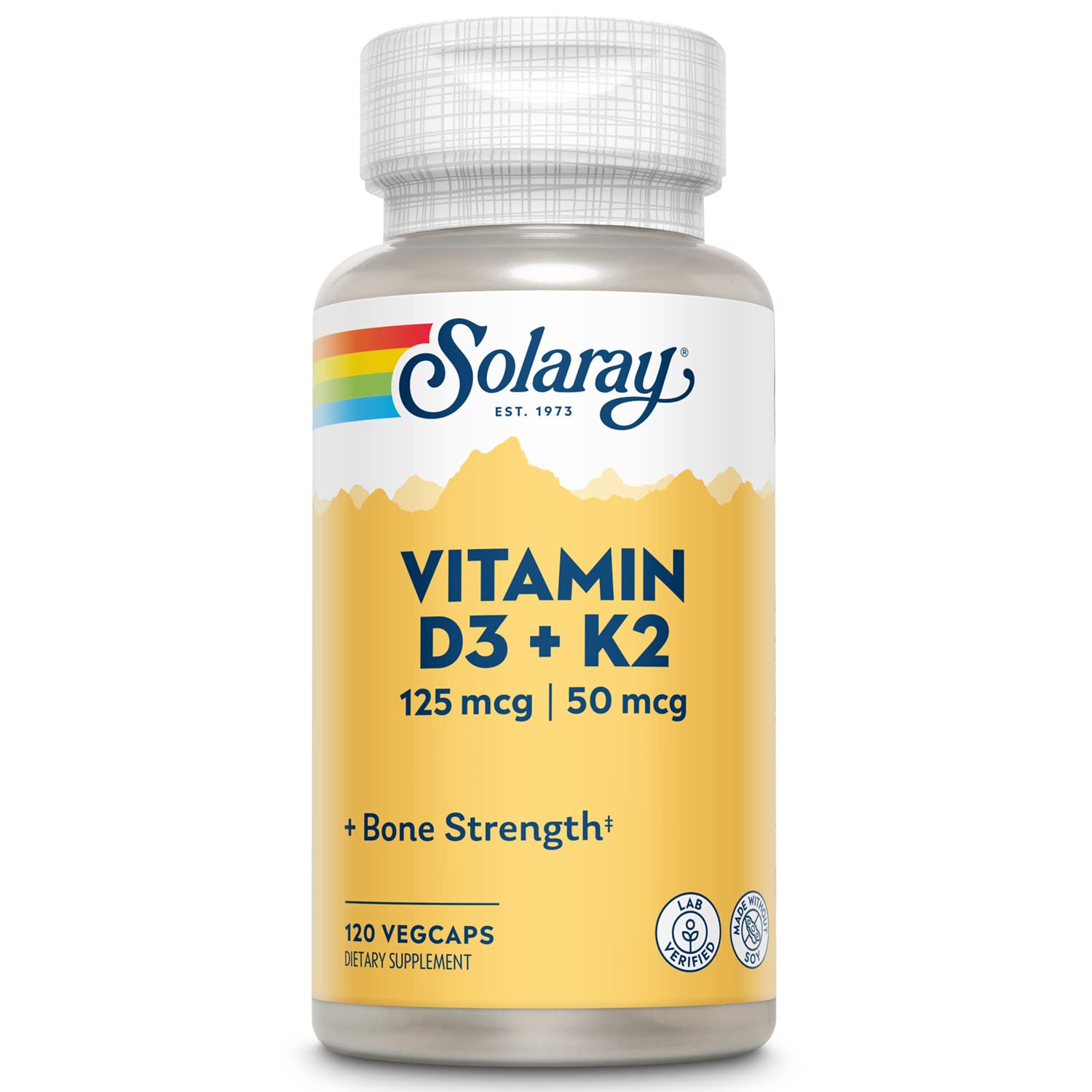 Solaray Vitamin D3 K2 D ＆ K Vitamins for Calcium 120 Count
