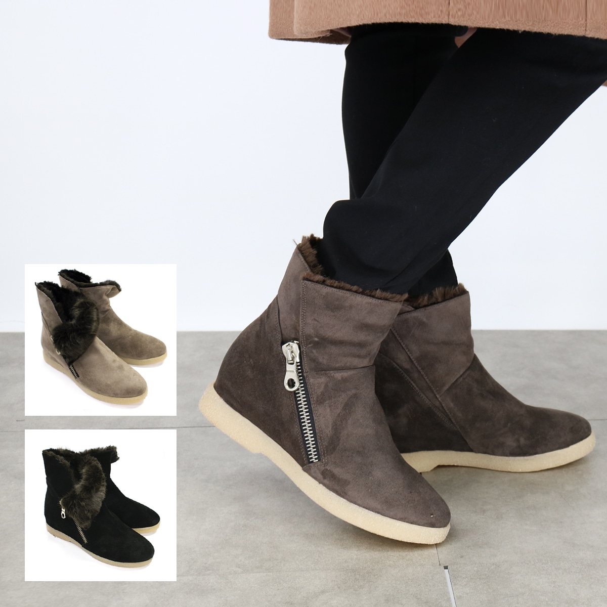 37048 スウェードレザーショートブーツ