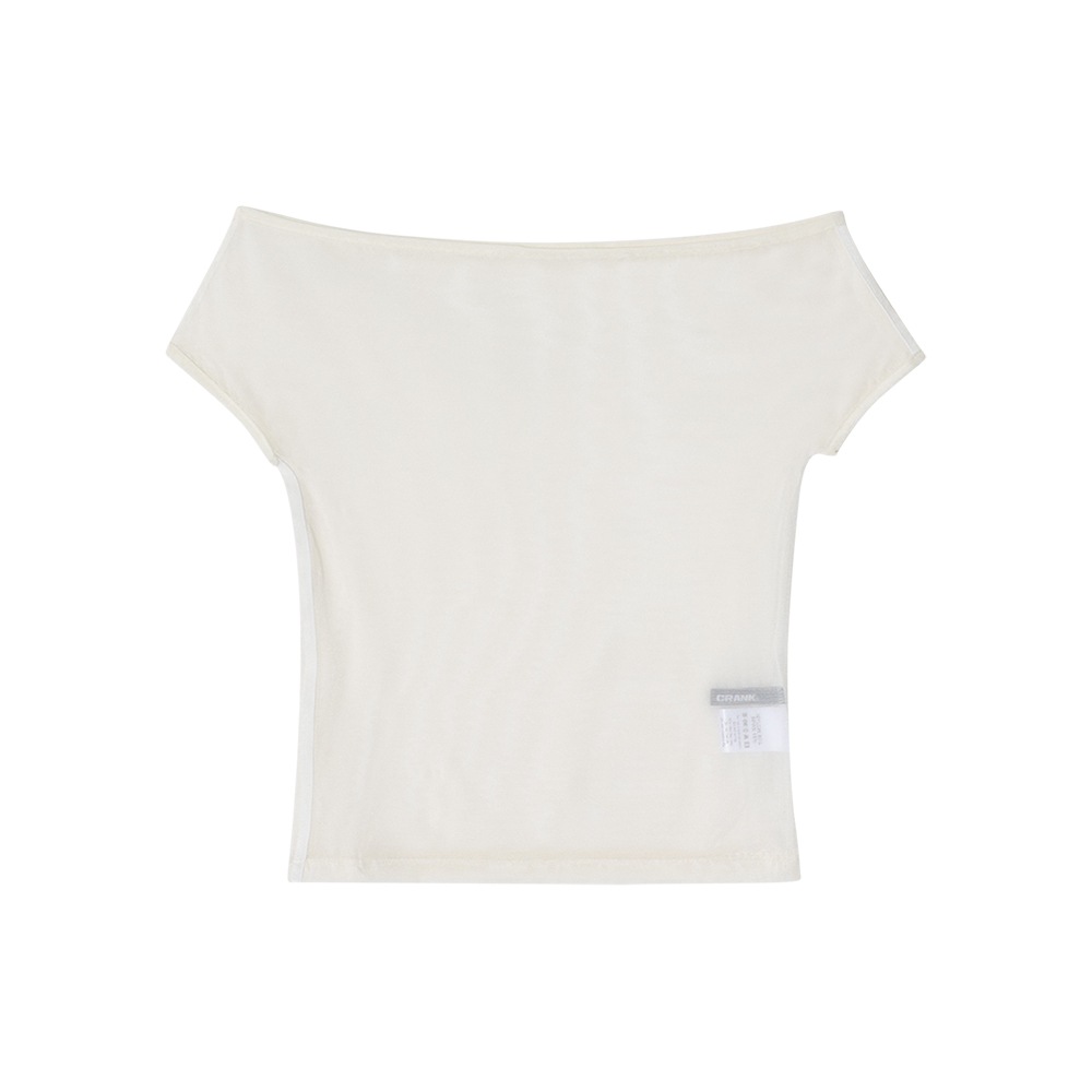 メッシュラインオフショルダートップ_IVORY
