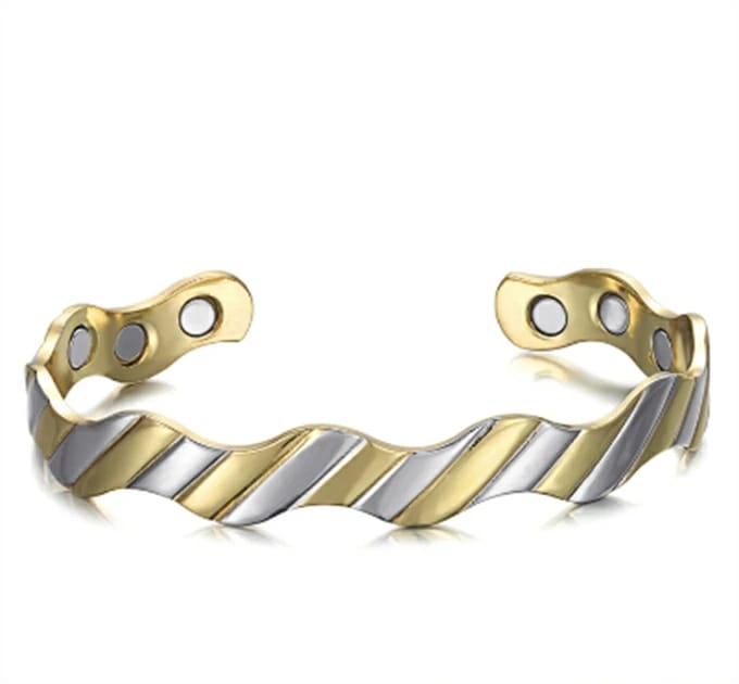 女性用銅ブレスレット,磁気ジュエリー,ピンストライプ オープン 調節可能 ストレス解消 女性の減量 エネルギーマグネット付きの磁気 エネルギーヨガ減量疲労緩和療法瞑想 癒しの石