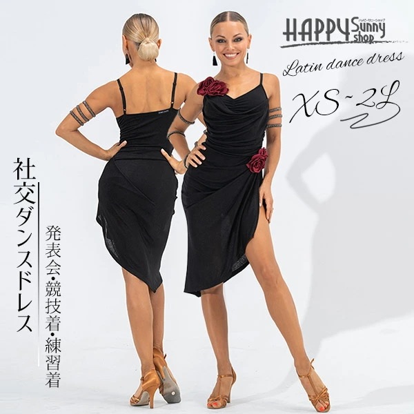 社交ダンス ラテンドレス 社交ダンス ワンピース ダンス衣装 演技服 透け感 装飾あり 練習着 キャミソール ノースリーブ ワルツ チャチャチャ ラテン ステージ衣装 演出着 演出用as022s1s1
