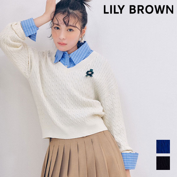 Lily Bearスタンプモチーフケーブルニット wnt261095