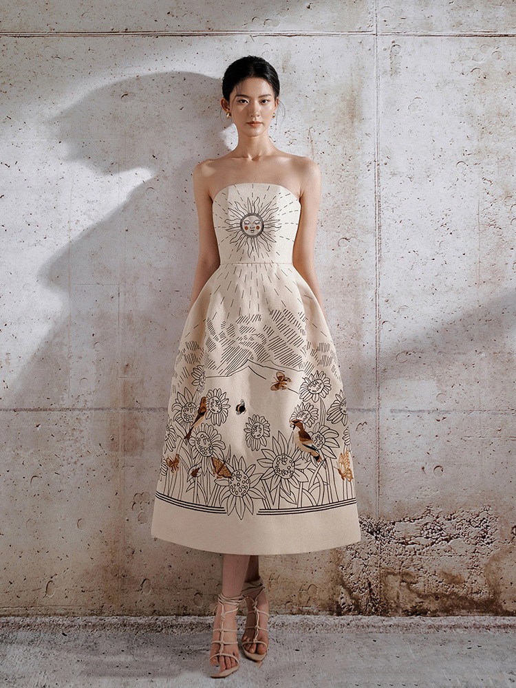 韓国ファッションワンピース レディース ギリシャの女神 ノースリーブのドレス 花柄のドレス 少なくとも歩きます 卒業式 結婚式 二次会 花嫁 披露宴 演奏会 発表会 卒業会 入園式