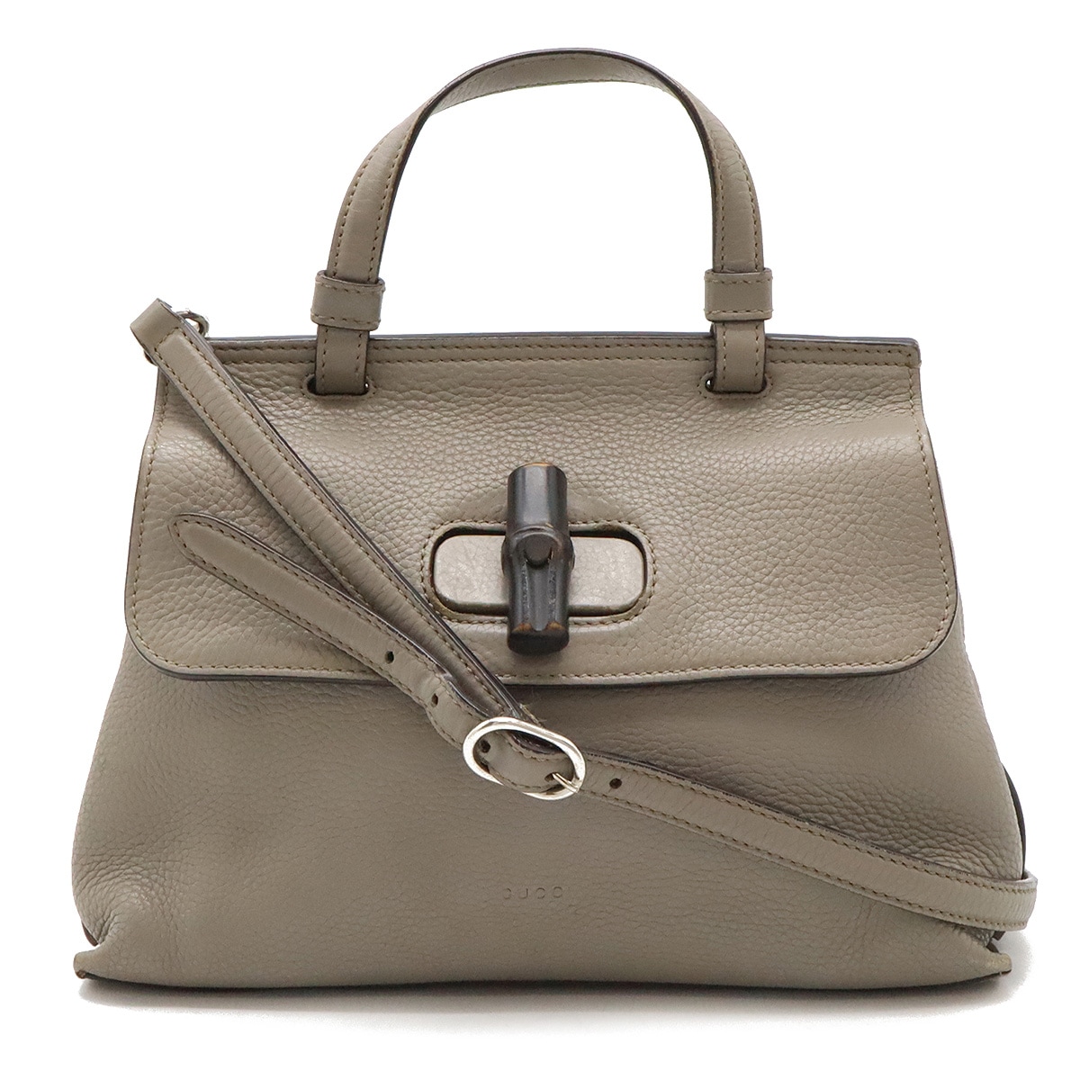 バンブー デイリー トップハンドルバッグ ハンドバッグ 2WAY ショルダーバッグ レザー グレー シルバー金具 37083