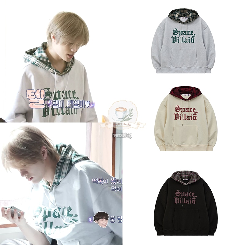 [TXT ボムギュ 着用] Space Villan Checkered Hoodie