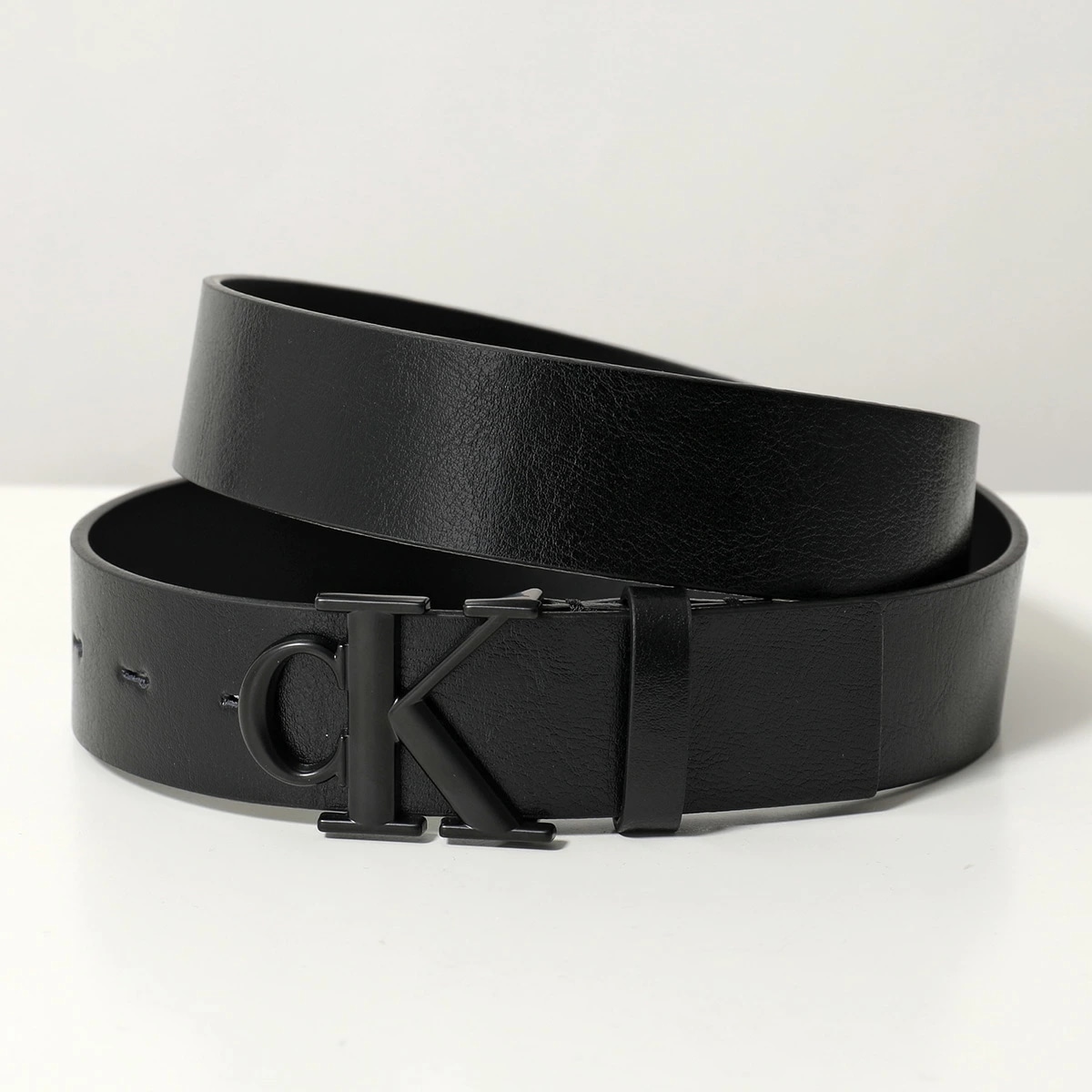 Calvin Klein カルバンクライン ベルト CK BUCKLE TUMBLED 35MM バックル タムブルド LV04D7016G メンズ レザー ロゴ マットブラック V8N/BlackM