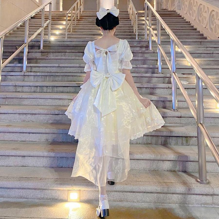 [急速出荷]韓国風ファッション メイド服 パーティードレス 逃亡者プリンセスドレス大人シニア誕生日パーティードレススリムフィットスーパーフェアリードレス ロリータ 二次元(最安値保証)