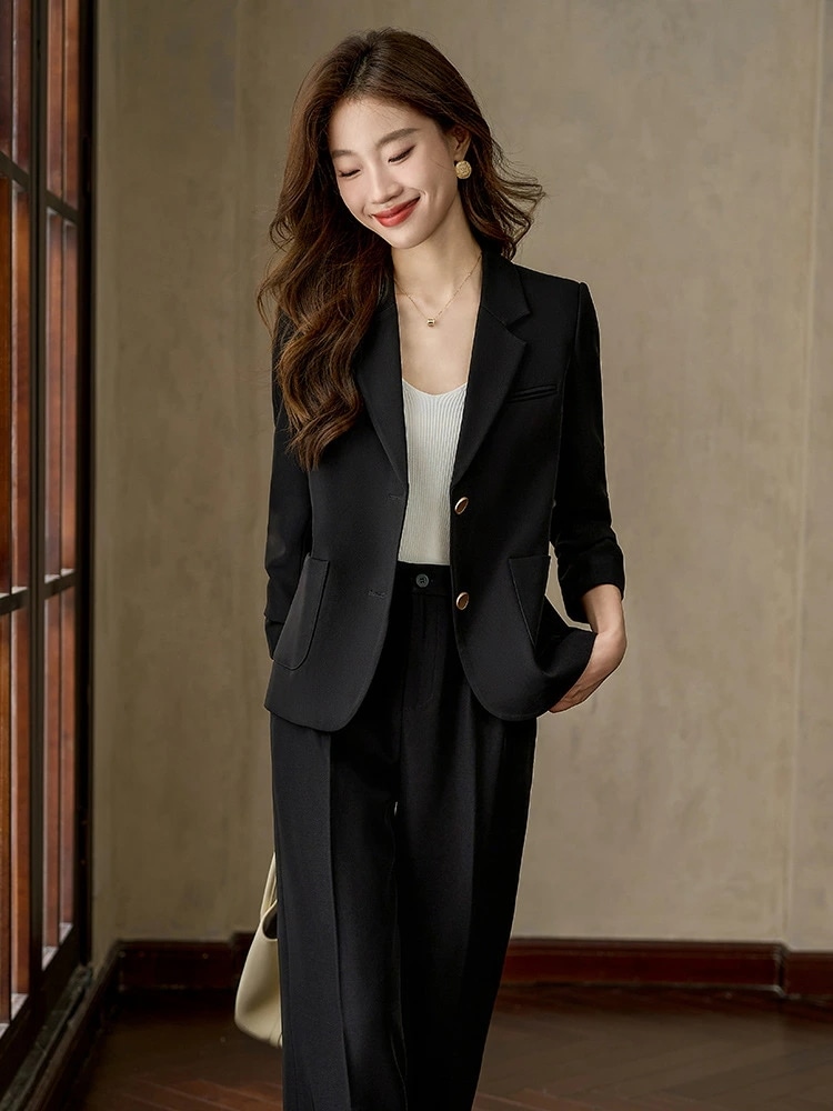 スーツ セットアップ 秋季 小柄 きれいめ ショート丈 ビジネス カジュアル