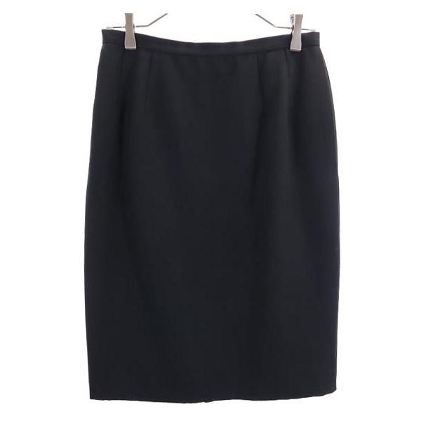 クリスチャンディオール ウール100% ミディ丈 タイトスカート 11 ブラック系 Christian Dior バックジップ レディース