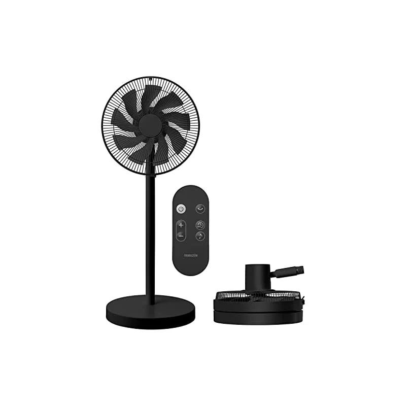 【即納】[山善] 扇風機 リビング コンパクト収納 DCモーター 静音 左右自動首振り 風量8段階調節 切タイマー機能 リモコン付き ブラック AHX-FGD301(BK)