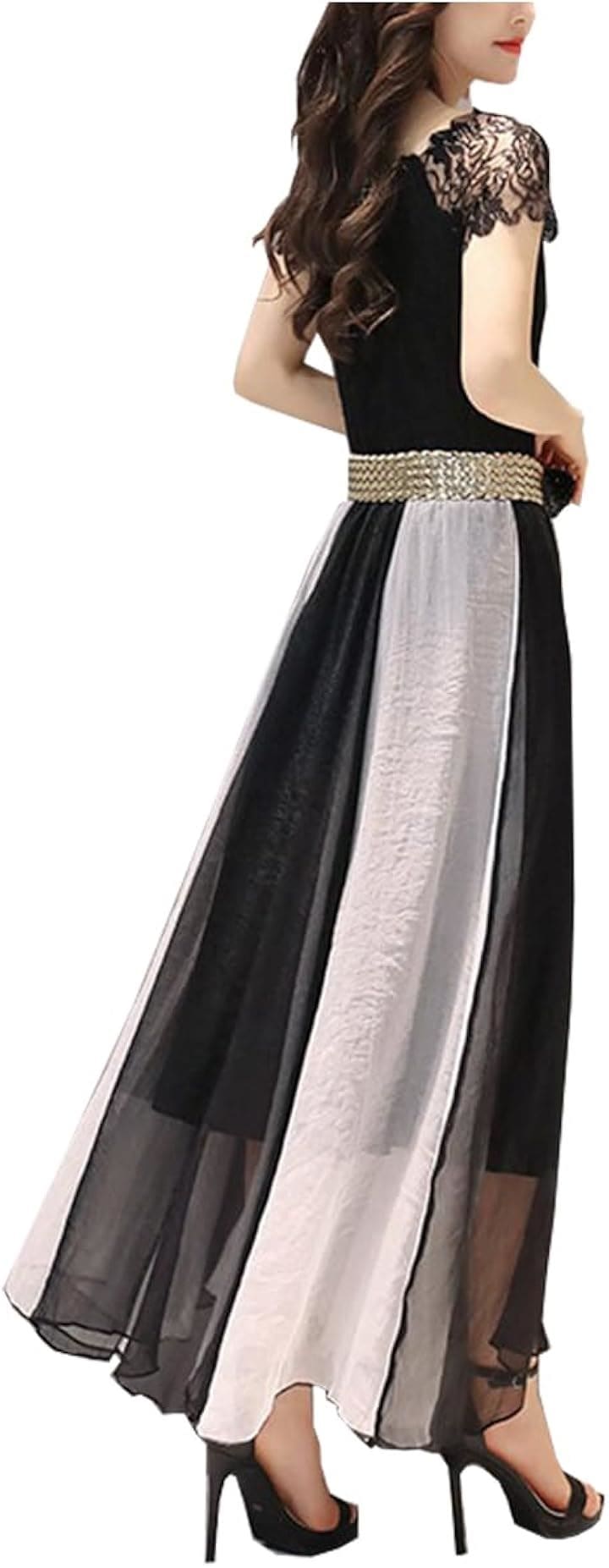 aライン 総レース パーティードレス お呼ばれ おしゃれ 膝丈 上品 ロングドレス ワンピース 発表会 半袖 演奏会 披露宴 ウエスト 絞り ベルト きれいめ( ホワイト, M)